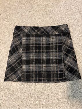 Free People Black and Gray Plaid Mini Skirt